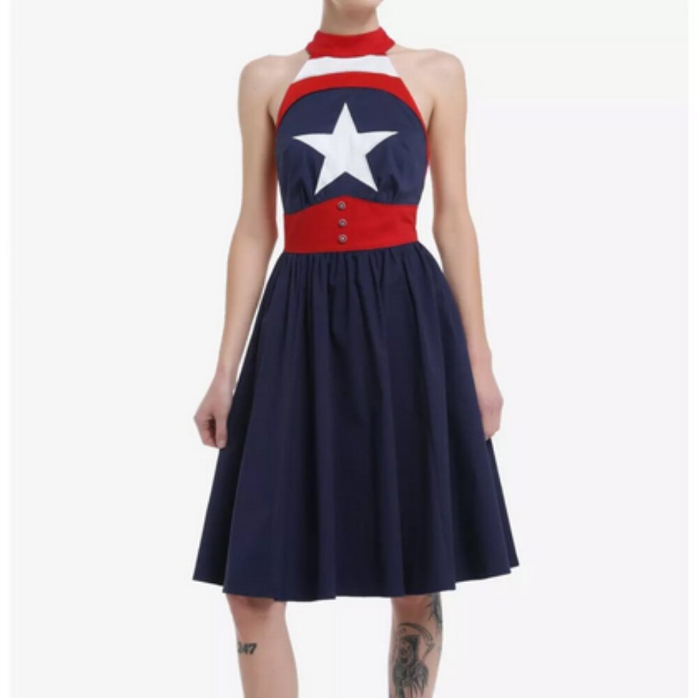 Her Universe Marvel Captain America Retro Halter Dress Her Universe Exclusive S